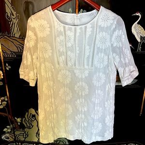 The White Company Womens 10 White Embroidered Dress